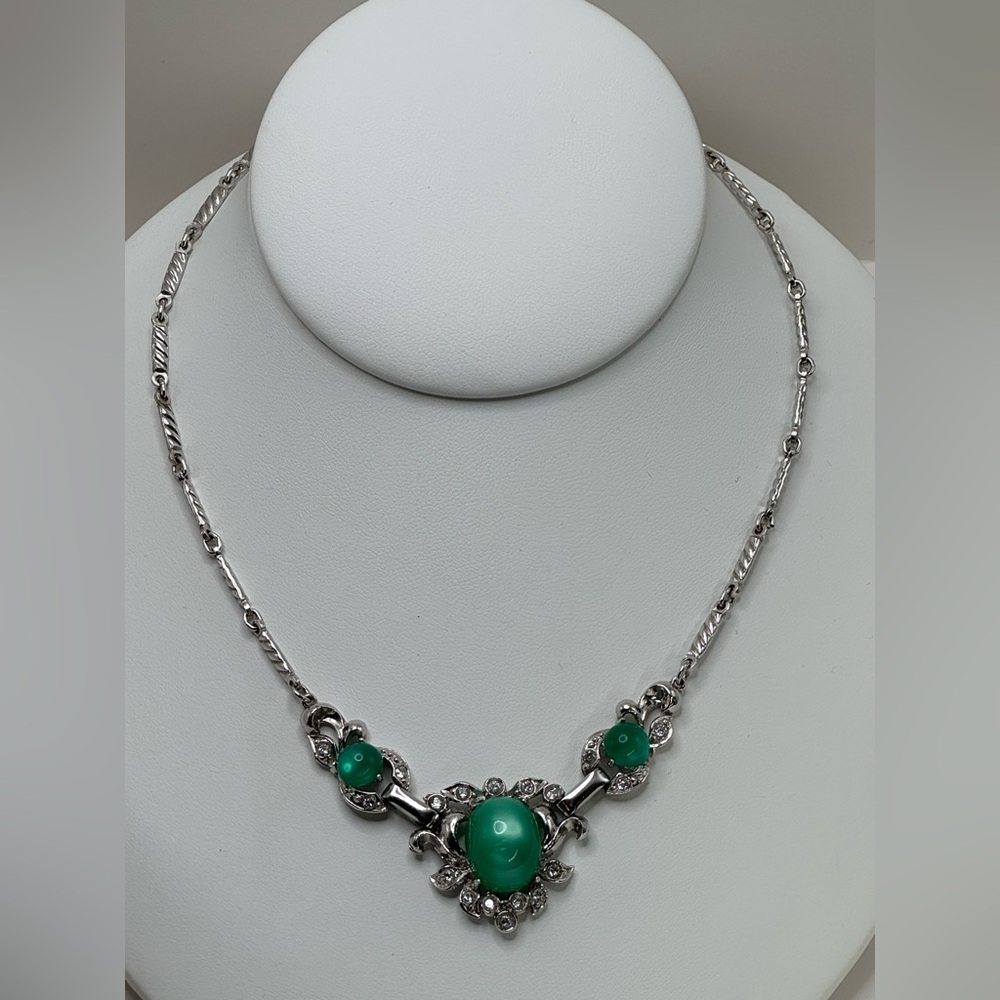 Coro Vtg Luscious Green Lucite Moonglow necklace